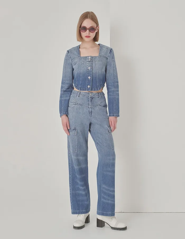 MARYLING Pants and Shorts Denim Ombre MultiPocket Relaxed StraightLeg Jeans Denim 8211 Women MARYLING Pants and Shorts Denim Ombre MultiPocket Relaxed StraightLeg Jeans Denim 8211 Women