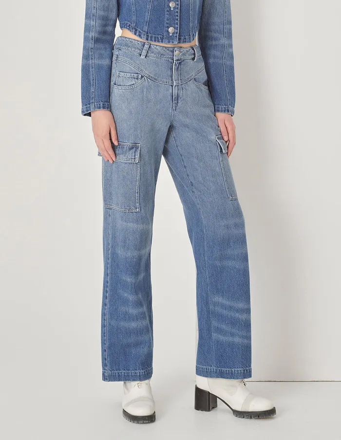 MARYLING Pants and Shorts Denim Ombre MultiPocket Relaxed StraightLeg Jeans Denim 8211 Women MARYLING Pants and Shorts Denim Ombre MultiPocket Relaxed StraightLeg Jeans Denim 8211 Women