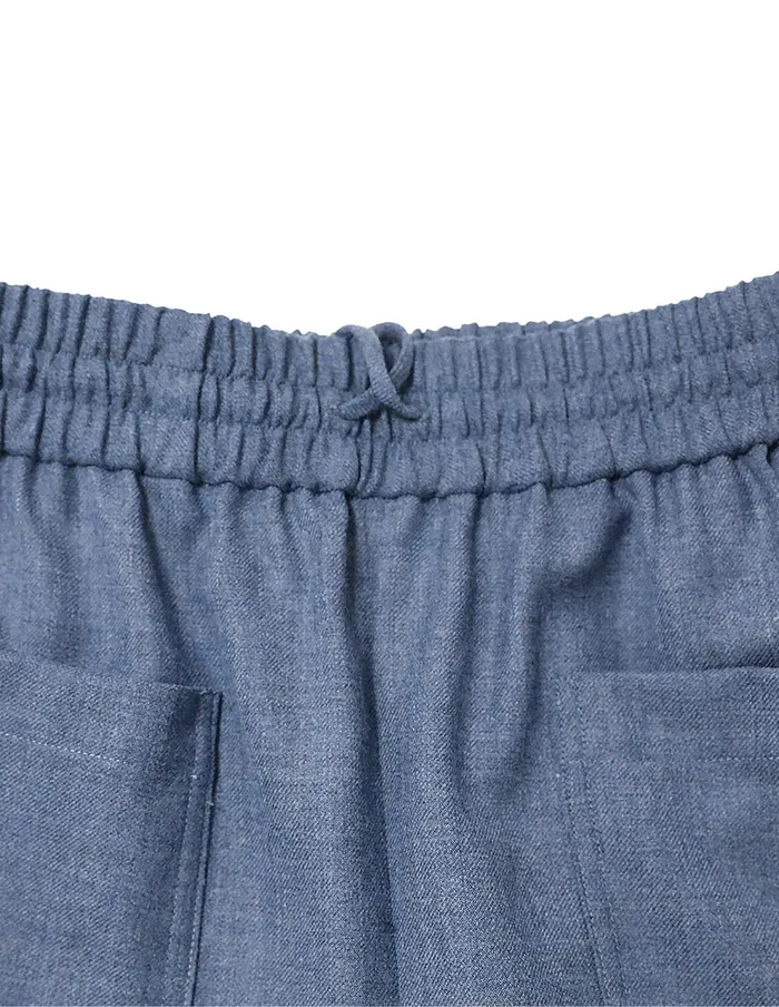 MARYLING Pants and Shorts Haze Blue Waist Smocked Design Straight Trousers Blue 8211 Women MARYLING Pants and Shorts Haze Blue Waist Smocked Design Straight Trousers Blue 8211 Women