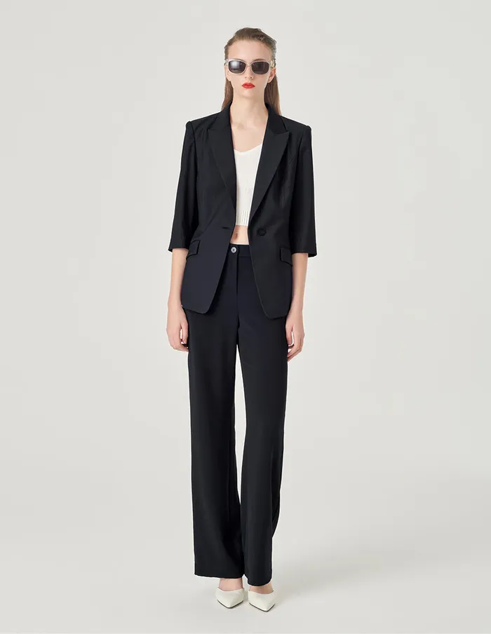 MARYLING Pants and Shorts Ice Blue Draped Straight Suit Pants Blue 8211 Women