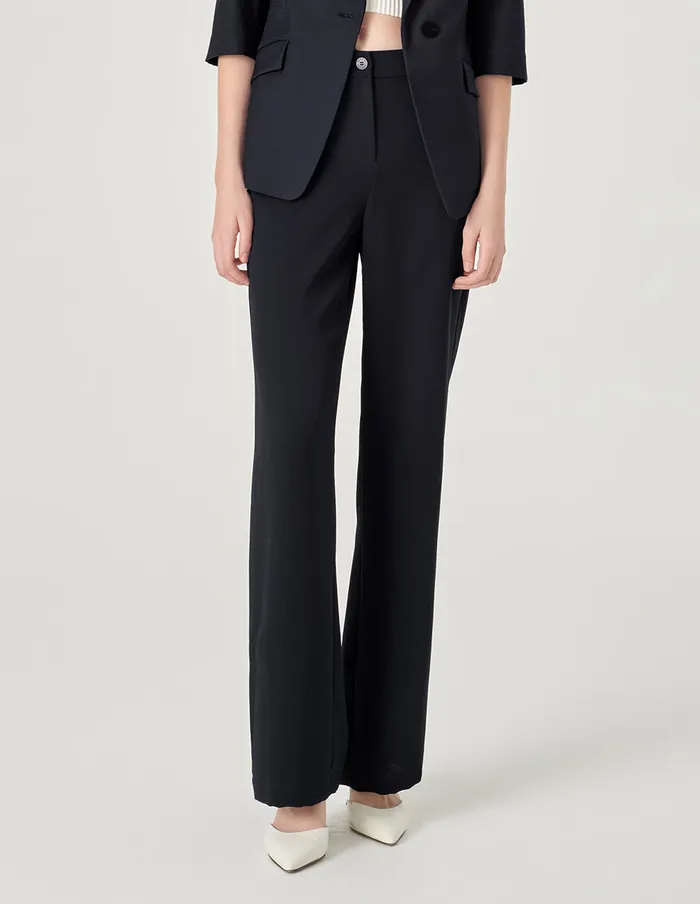 MARYLING Pants and Shorts Ice Blue Draped Straight Suit Pants Blue 8211 Women MARYLING Pants and Shorts Ice Blue Draped Straight Suit Pants Blue 8211 Women