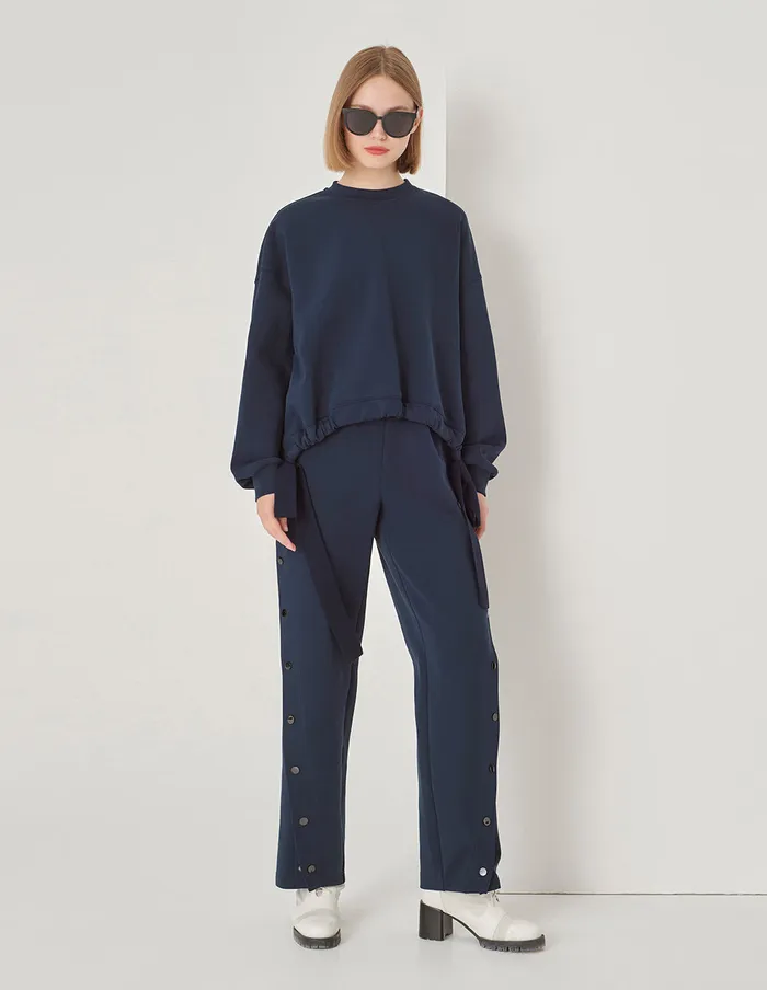 MARYLING Pants and Shorts Navy Slit Space Cotton Sweatpants Navy Blue 8211 Women MARYLING Pants and Shorts Navy Slit Space Cotton Sweatpants Navy Blue 8211 Women
