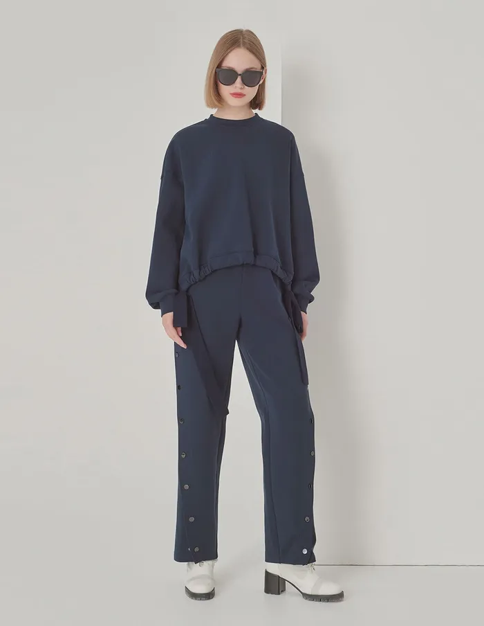 MARYLING Pants and Shorts Navy Slit Space Cotton Sweatpants Navy Blue 8211 Women MARYLING Pants and Shorts Navy Slit Space Cotton Sweatpants Navy Blue 8211 Women