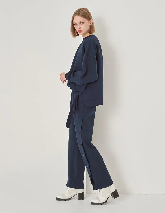 MARYLING Pants and Shorts Navy Slit Space Cotton Sweatpants Navy Blue 8211 Women MARYLING Pants and Shorts Navy Slit Space Cotton Sweatpants Navy Blue 8211 Women