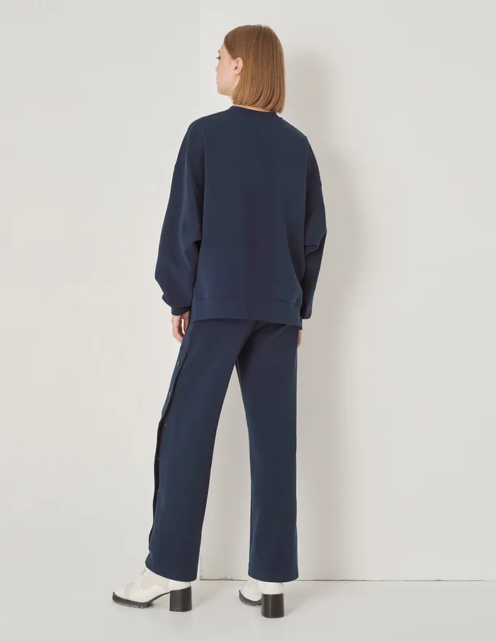 MARYLING Pants and Shorts Navy Slit Space Cotton Sweatpants Navy Blue 8211 Women MARYLING Pants and Shorts Navy Slit Space Cotton Sweatpants Navy Blue 8211 Women