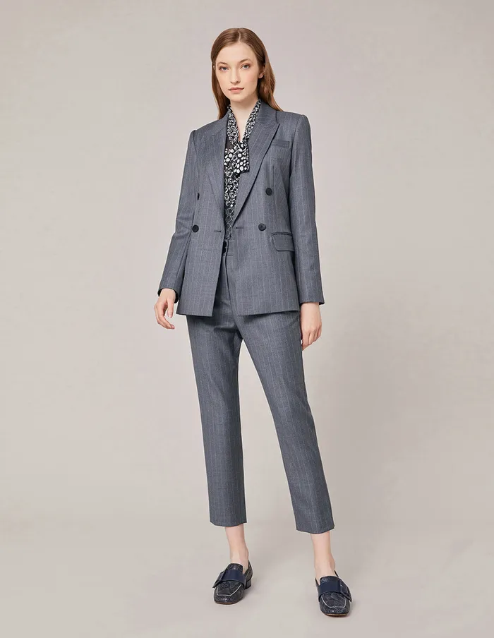 MARYLING Pants and Shorts Stripe Crop Leg Suit Pants Dim Gray 8211 Women