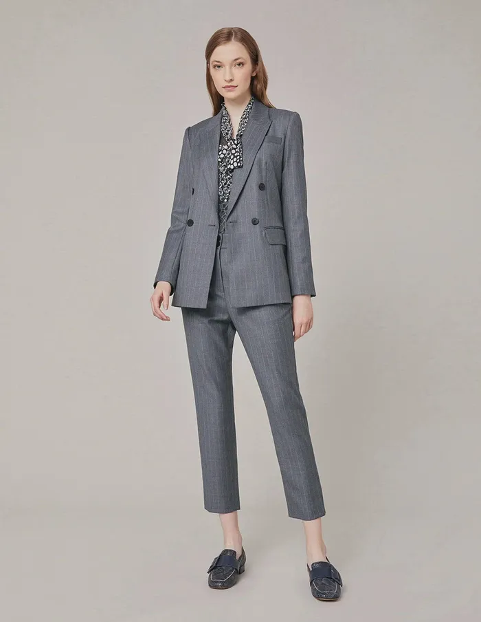 MARYLING Pants and Shorts Stripe Crop Leg Suit Pants Dim Gray 8211 Women