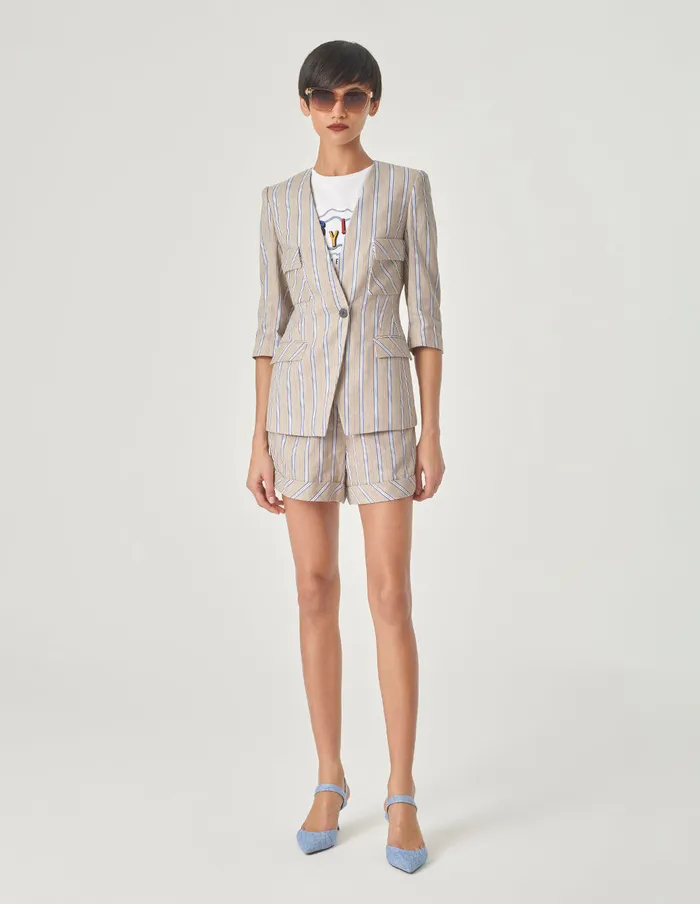 MARYLING Pants and Shorts Striped Bermuda Shorts Sandy 8211 Women