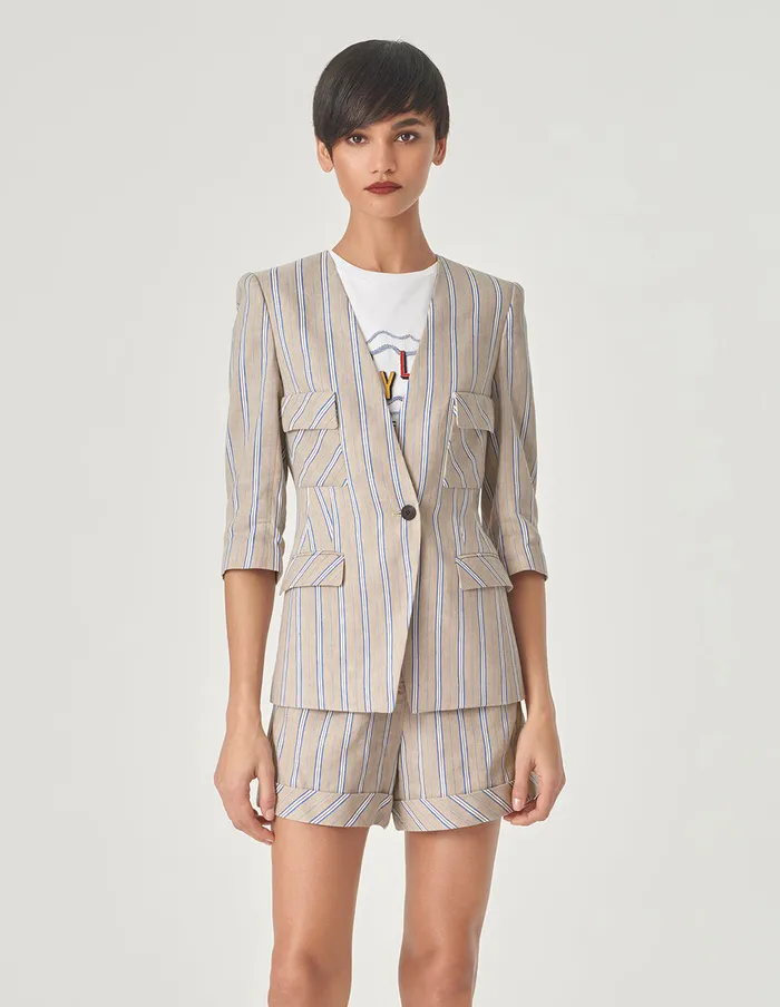 MARYLING Pants and Shorts Striped Bermuda Shorts Sandy 8211 Women MARYLING Pants and Shorts Striped Bermuda Shorts Sandy 8211 Women