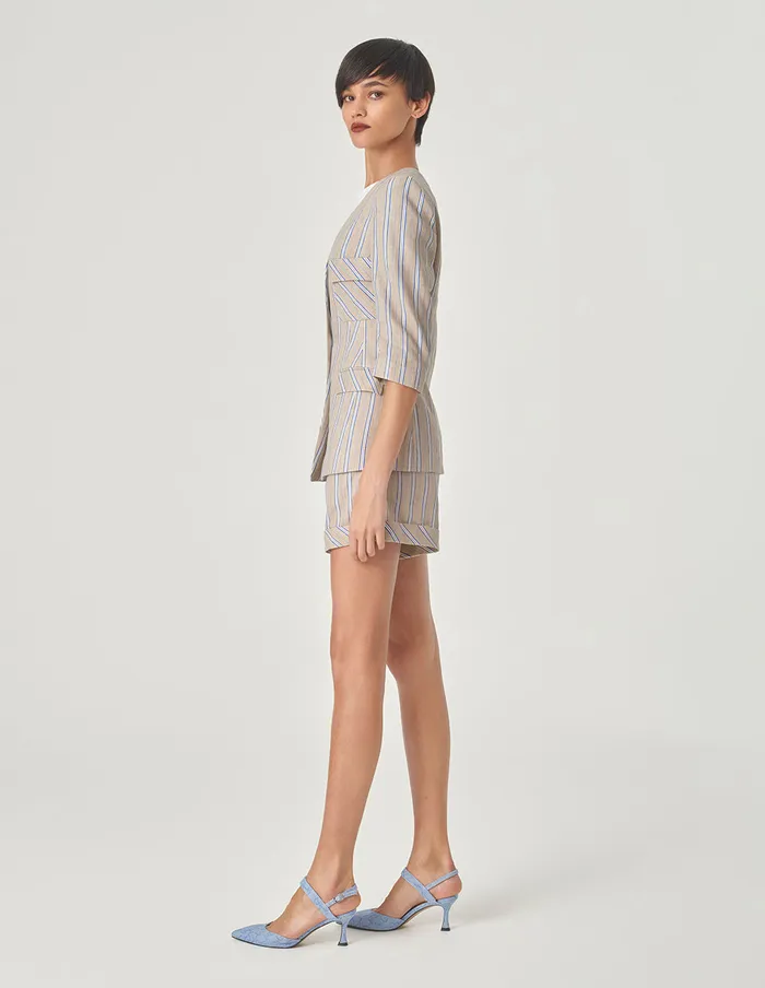 MARYLING Pants and Shorts Striped Bermuda Shorts Sandy 8211 Women MARYLING Pants and Shorts Striped Bermuda Shorts Sandy 8211 Women