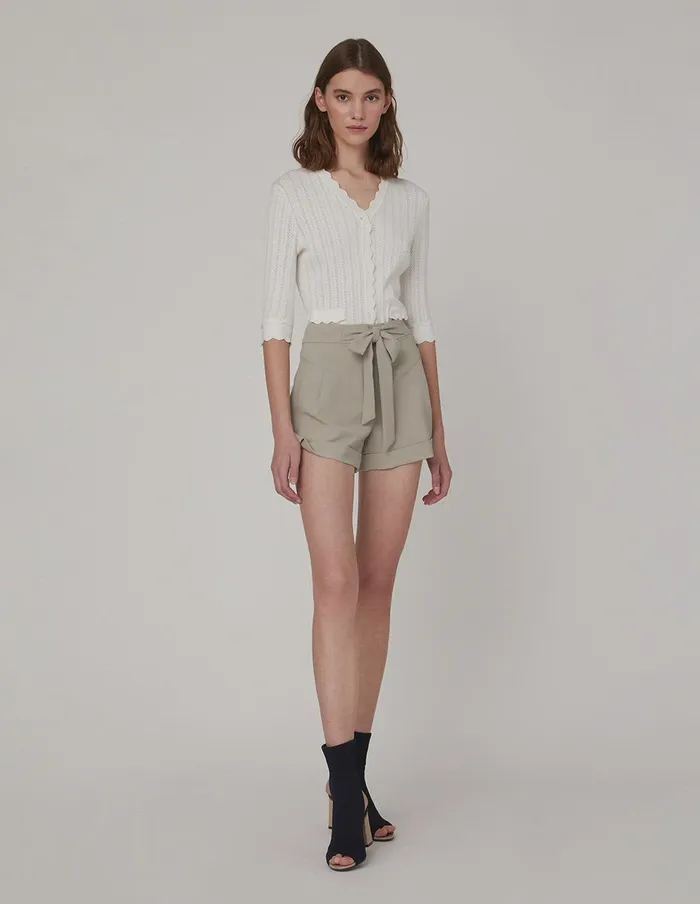 MARYLING Pants and Shorts White Brown Bow A Suit Shorts Brown 8211 Women MARYLING Pants and Shorts White Brown Bow A Suit Shorts Brown 8211 Women