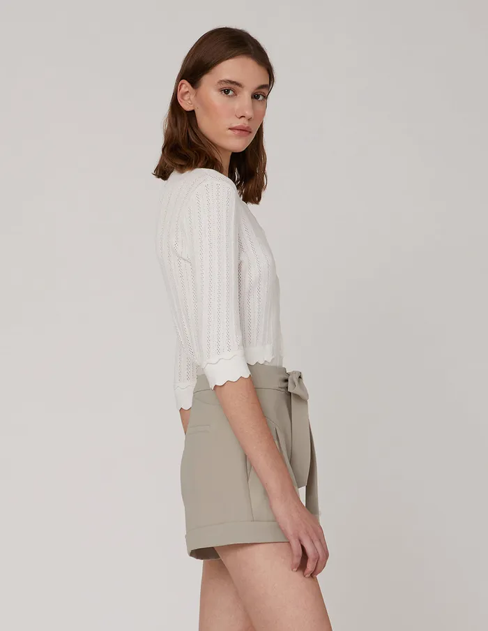MARYLING Pants and Shorts White Brown Bow A Suit Shorts Brown 8211 Women MARYLING Pants and Shorts White Brown Bow A Suit Shorts Brown 8211 Women