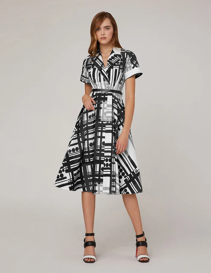 MARYLING Printed Dress Black White Print Deep Vneck Dress Mix 8211 Women