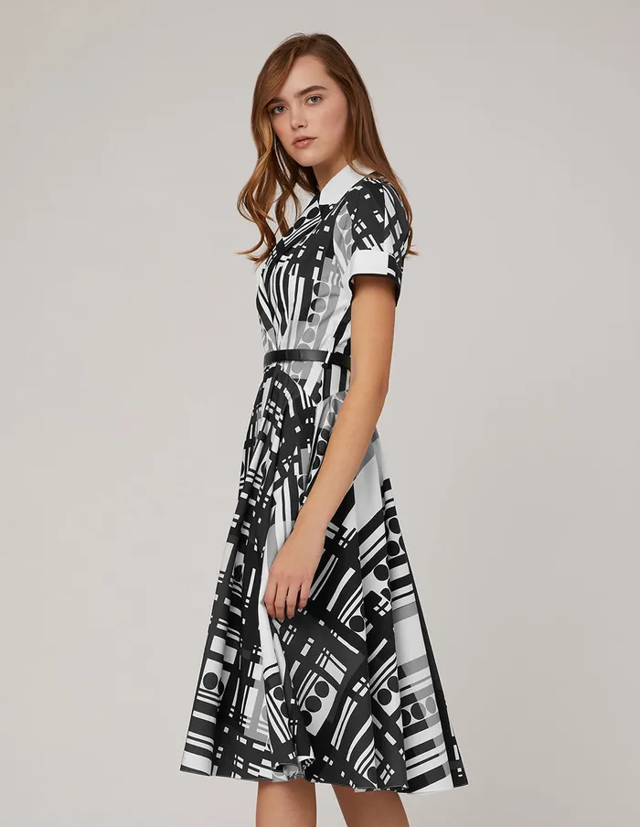 MARYLING Printed Dress Black White Print Deep Vneck Dress Mix 8211 Women
