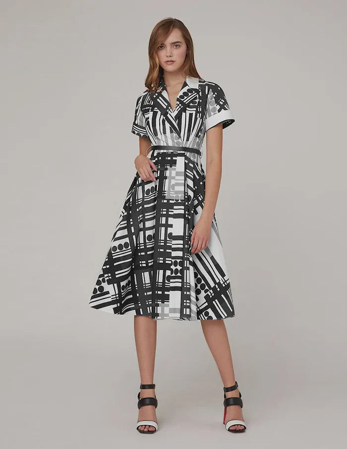 MARYLING Printed Dress Black White Print Deep Vneck Dress Mix 8211 Women