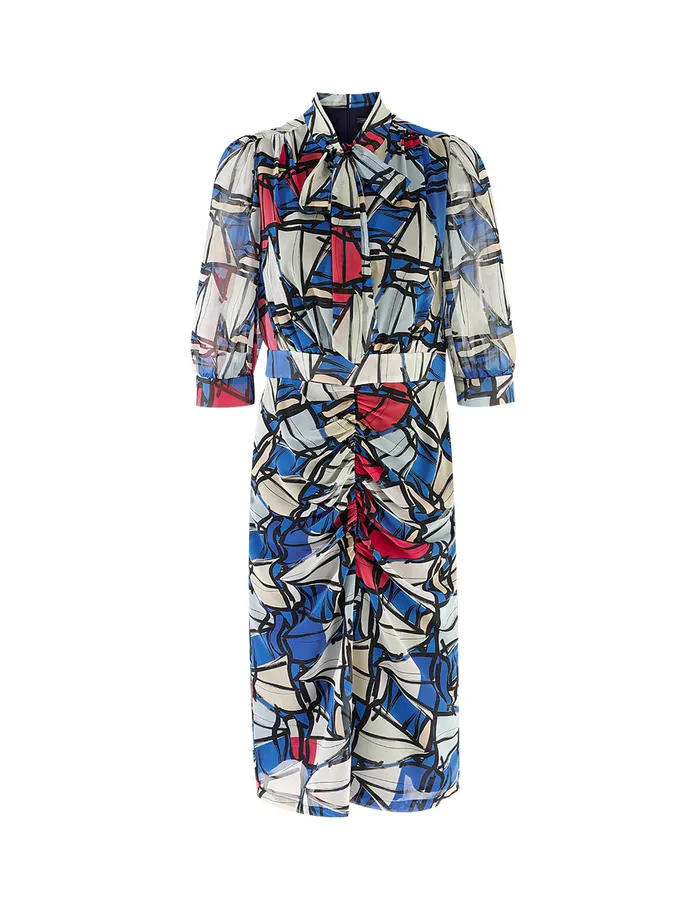 MARYLING Printed Dress Boat Georgette Print Bow Neck Dress Mix 8211 Women MARYLING Printed Dress Boat Georgette Print Bow Neck Dress Mix 8211 Women