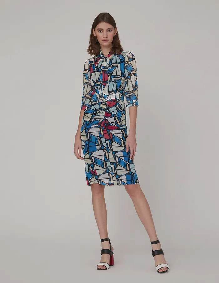 MARYLING Printed Dress Boat Georgette Print Bow Neck Dress Mix 8211 Women MARYLING Printed Dress Boat Georgette Print Bow Neck Dress Mix 8211 Women