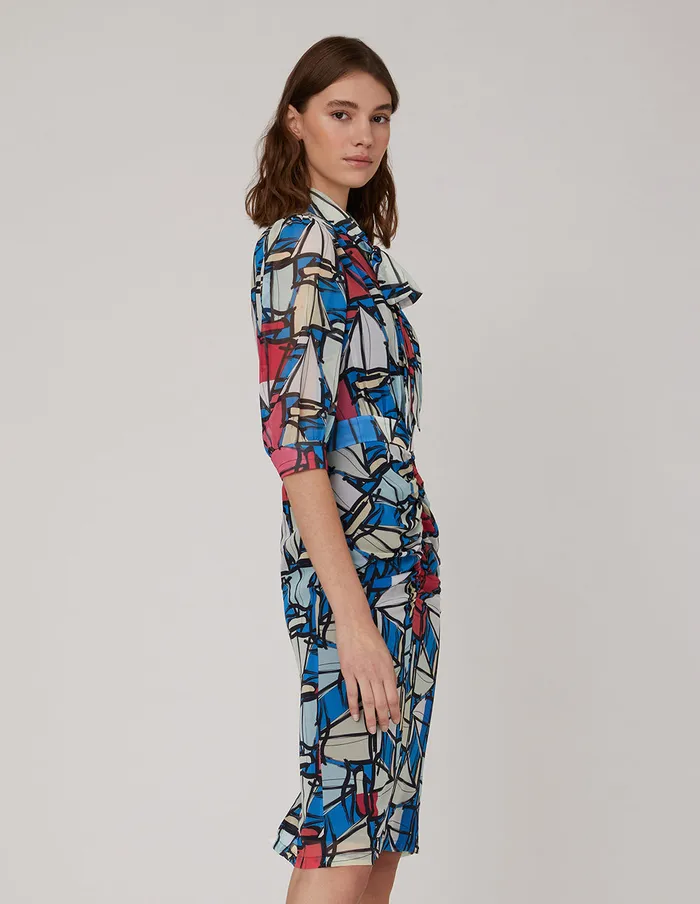 MARYLING Printed Dress Boat Georgette Print Bow Neck Dress Mix 8211 Women MARYLING Printed Dress Boat Georgette Print Bow Neck Dress Mix 8211 Women
