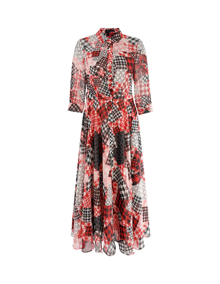 MARYLING Printed Dress Patchwork Print Georgette Shirt Dress Mix 8211 Women MARYLING Printed Dress Patchwork Print Georgette Shirt Dress Mix 8211 Women