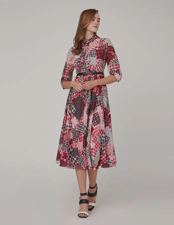 MARYLING Printed Dress Patchwork Print Georgette Shirt Dress Mix 8211 Women MARYLING Printed Dress Patchwork Print Georgette Shirt Dress Mix 8211 Women