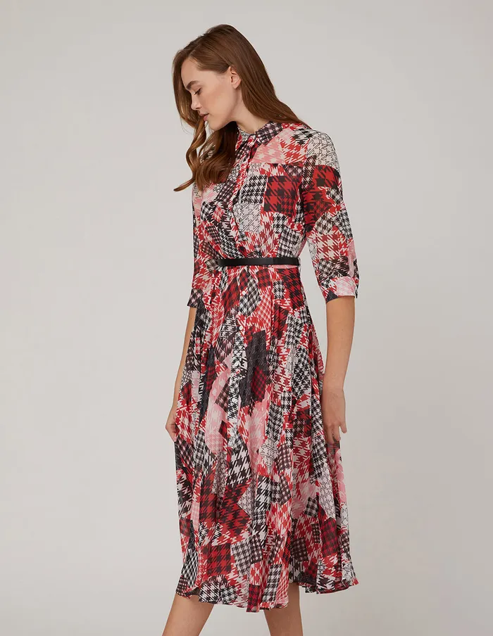 MARYLING Printed Dress Patchwork Print Georgette Shirt Dress Mix 8211 Women MARYLING Printed Dress Patchwork Print Georgette Shirt Dress Mix 8211 Women