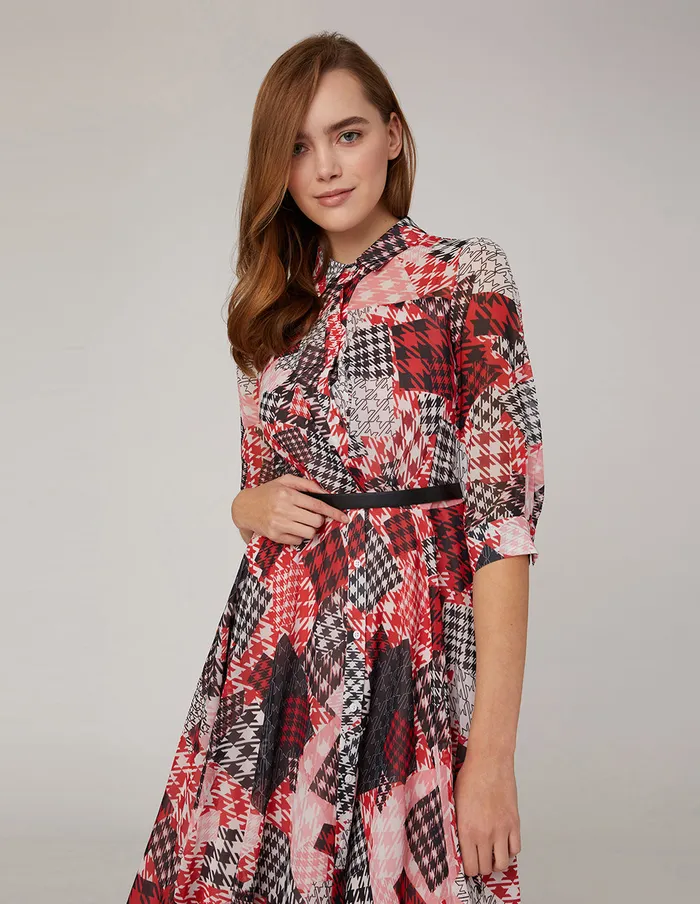 MARYLING Printed Dress Patchwork Print Georgette Shirt Dress Mix 8211 Women MARYLING Printed Dress Patchwork Print Georgette Shirt Dress Mix 8211 Women