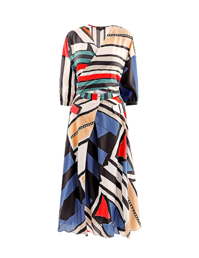 MARYLING Printed Dress Silk Ndebele Style Pattern V Neck ALine Midi Dress Forest Green 8211 Women MARYLING Printed Dress Silk Ndebele Style Pattern V Neck ALine Midi Dress Forest Green 8211 Women