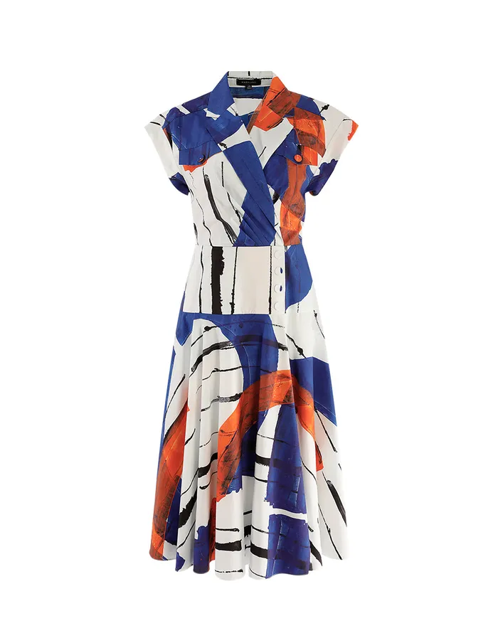 MARYLING Printed Dress Suit Collar Large Swing Dress Mix 8211 Women