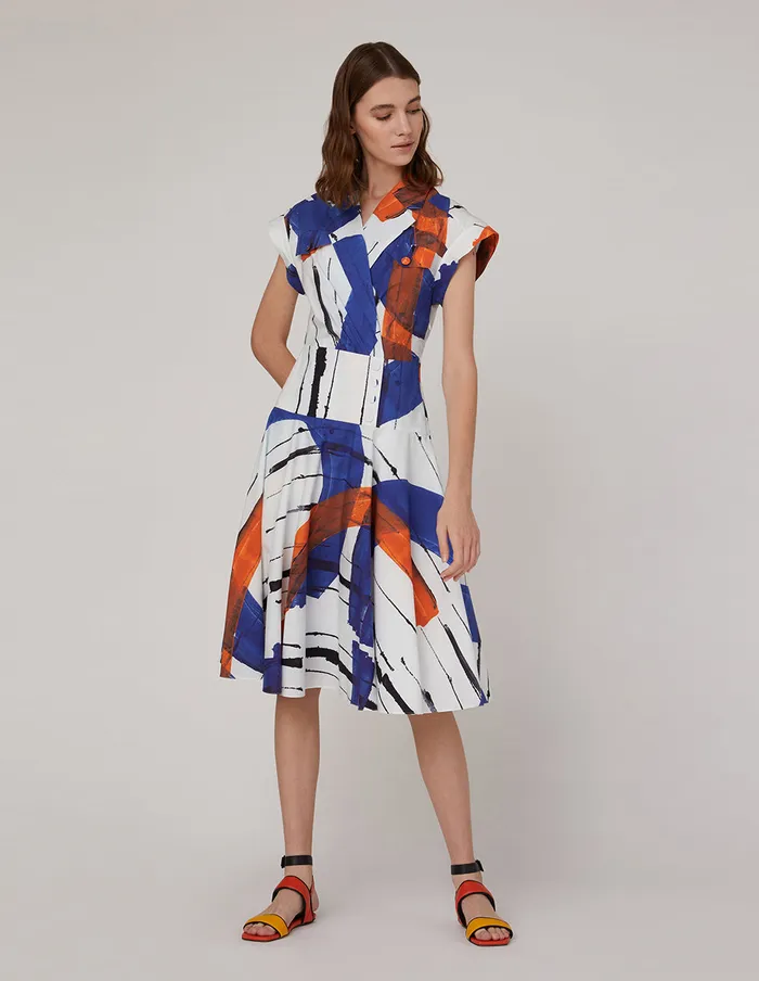 MARYLING Printed Dress Suit Collar Large Swing Dress Mix 8211 Women