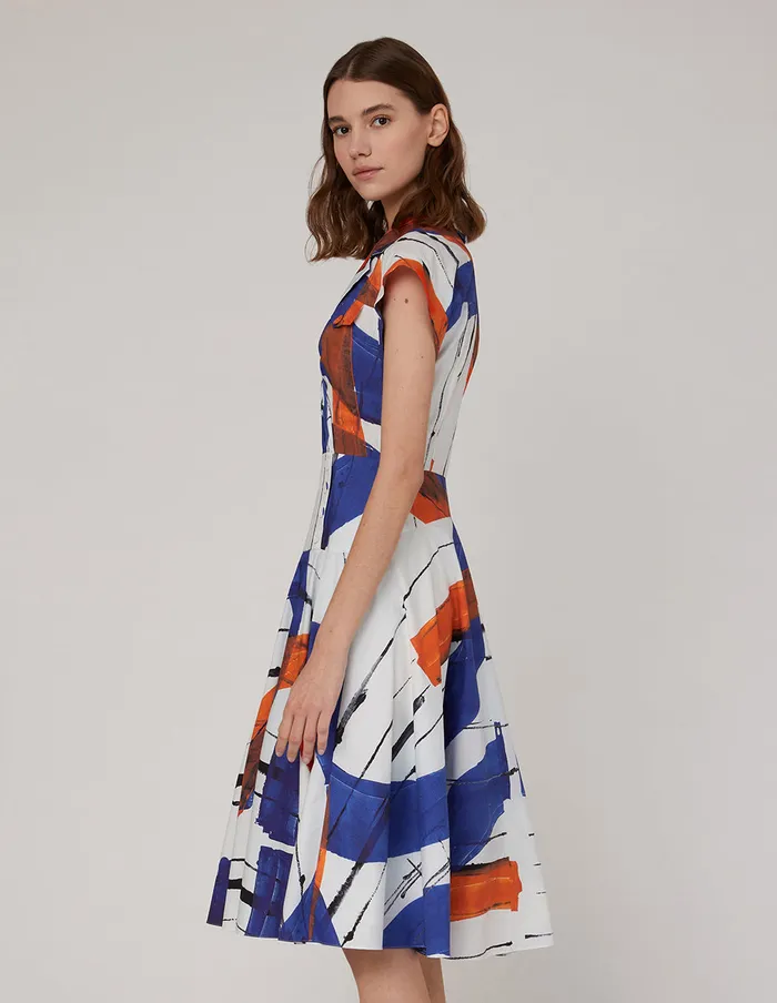 MARYLING Printed Dress Suit Collar Large Swing Dress Mix 8211 Women