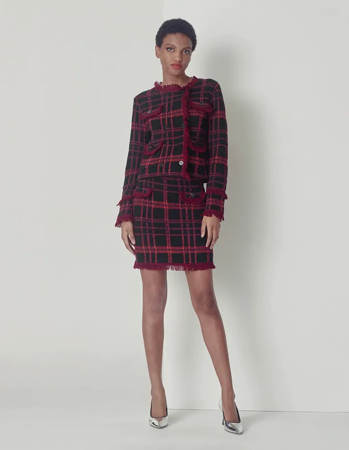 MARYLING Skirts Black And Red Plaid Fringed Small ASkirt Checks 8211 Women MARYLING Skirts Black And Red Plaid Fringed Small ASkirt Checks 8211 Women