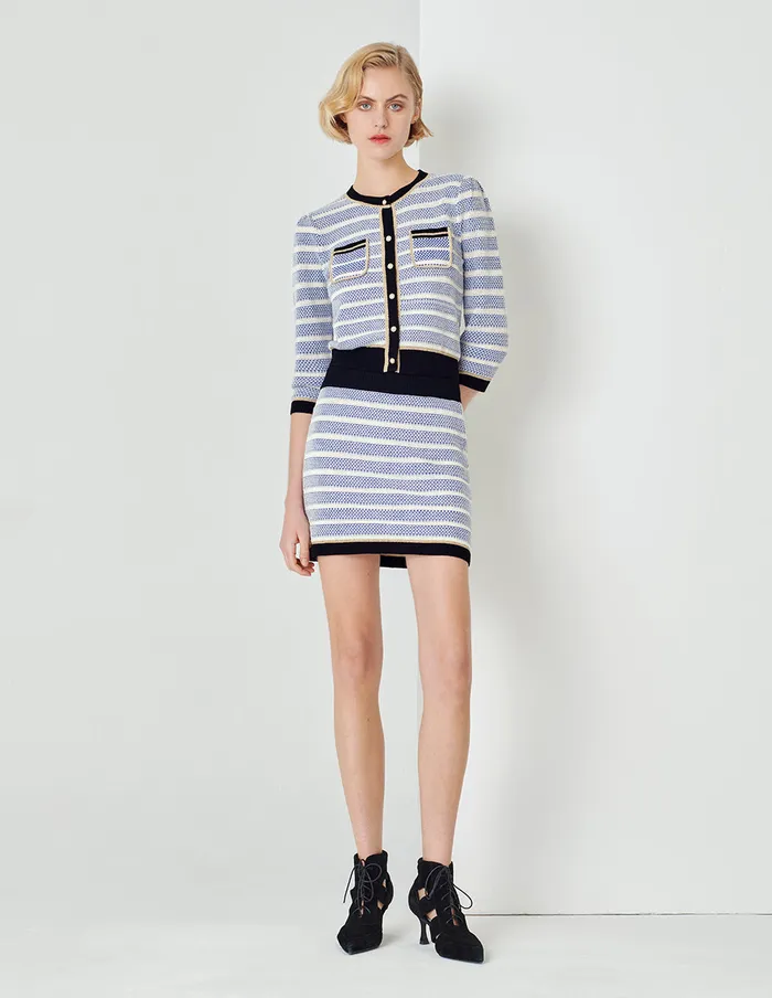 MARYLING Skirts Blue And White Striped Knitted Skirt Mix 8211 Women