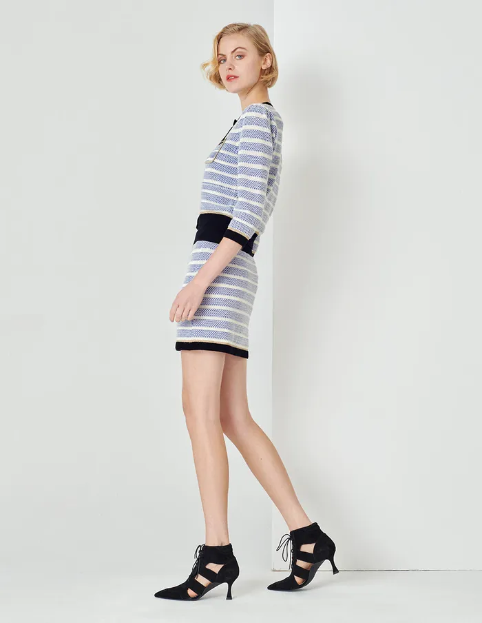 MARYLING Skirts Blue And White Striped Knitted Skirt Mix 8211 Women MARYLING Skirts Blue And White Striped Knitted Skirt Mix 8211 Women
