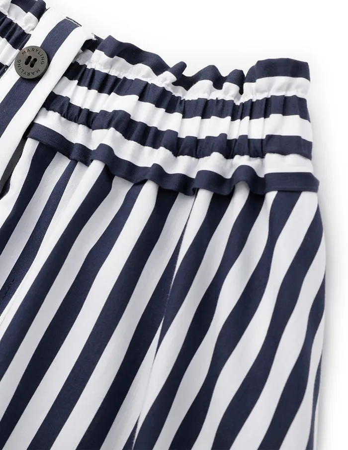 MARYLING Skirts Blue And White Striped Ruffle Detail Striped Swing Skirt Mix 8211 Women MARYLING Skirts Blue And White Striped Ruffle Detail Striped Swing Skirt Mix 8211 Women