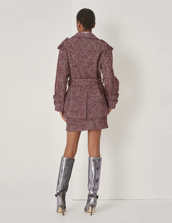 MARYLING Skirts Burgundy Contrasting Herringbone Skirt Burgundy 8211 Women MARYLING Skirts Burgundy Contrasting Herringbone Skirt Burgundy 8211 Women
