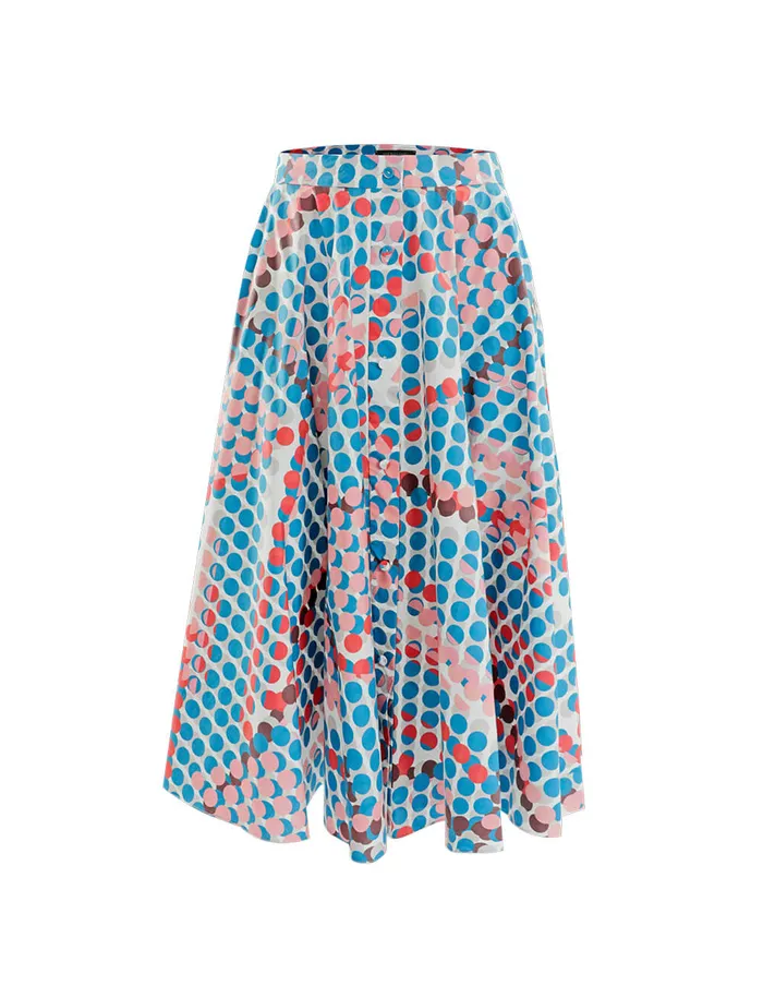 MARYLING Skirts COTTON DOTS PRINT SKIRT Steel Blue 8211 Women MARYLING Skirts COTTON DOTS PRINT SKIRT Steel Blue 8211 Women