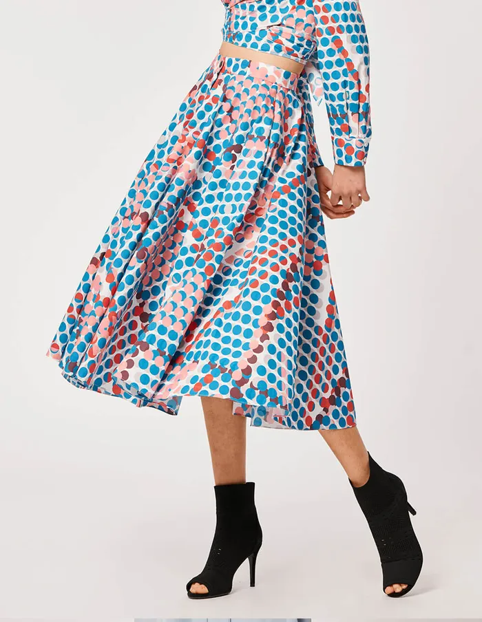 MARYLING Skirts COTTON DOTS PRINT SKIRT Steel Blue 8211 Women MARYLING Skirts COTTON DOTS PRINT SKIRT Steel Blue 8211 Women