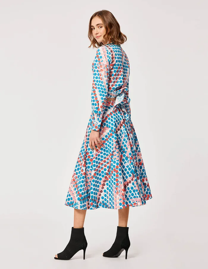 MARYLING Skirts COTTON DOTS PRINT SKIRT Steel Blue 8211 Women MARYLING Skirts COTTON DOTS PRINT SKIRT Steel Blue 8211 Women