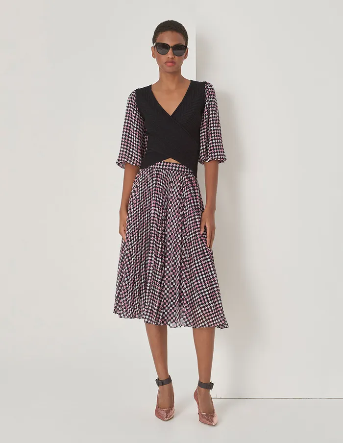 MARYLING Skirts Cranberry Checkered Sun Pleated Print Skirt Checkes 8211 Women