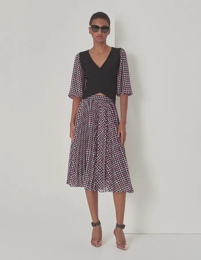 MARYLING Skirts Cranberry Checkered Sun Pleated Print Skirt Checkes 8211 Women MARYLING Skirts Cranberry Checkered Sun Pleated Print Skirt Checkes 8211 Women