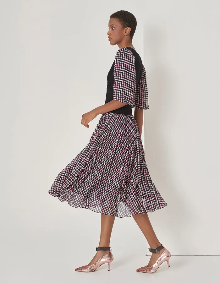 MARYLING Skirts Cranberry Checkered Sun Pleated Print Skirt Checkes 8211 Women MARYLING Skirts Cranberry Checkered Sun Pleated Print Skirt Checkes 8211 Women