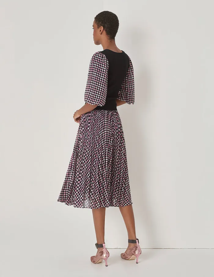 MARYLING Skirts Cranberry Checkered Sun Pleated Print Skirt Checkes 8211 Women MARYLING Skirts Cranberry Checkered Sun Pleated Print Skirt Checkes 8211 Women