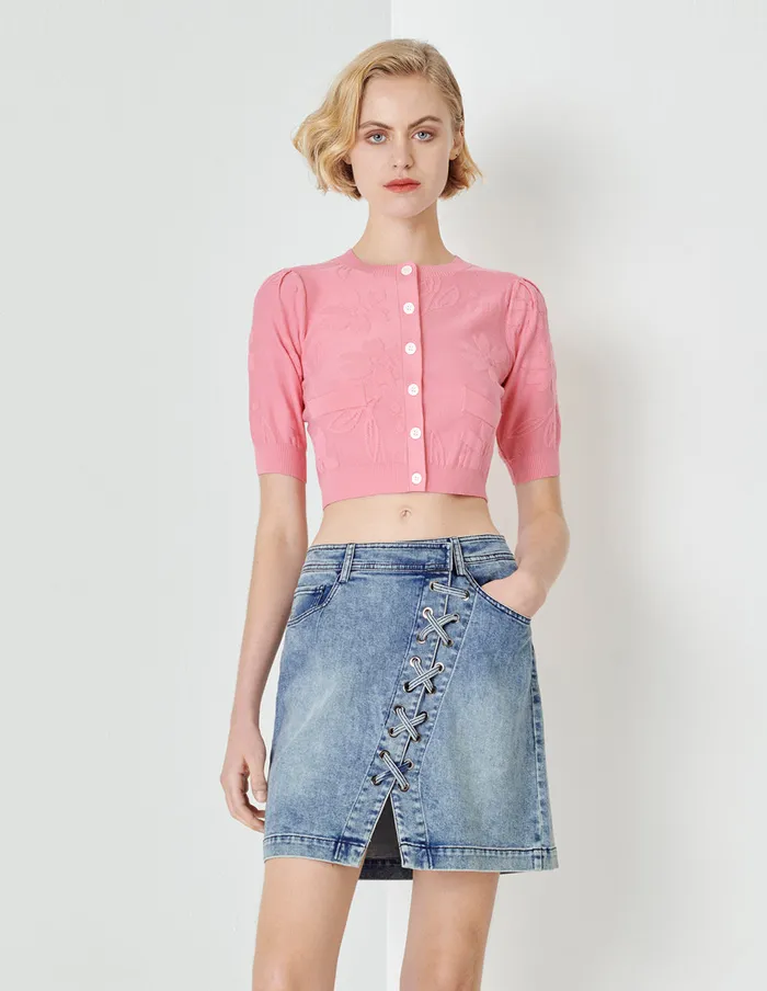 MARYLING Skirts Denim Blue Asymmetric LaceUp Denim Skirt Blue 8211 Women MARYLING Skirts Denim Blue Asymmetric LaceUp Denim Skirt Blue 8211 Women