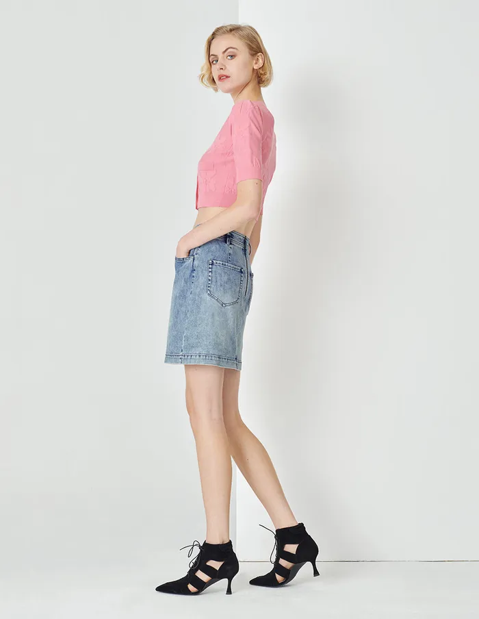 MARYLING Skirts Denim Blue Asymmetric LaceUp Denim Skirt Blue 8211 Women MARYLING Skirts Denim Blue Asymmetric LaceUp Denim Skirt Blue 8211 Women