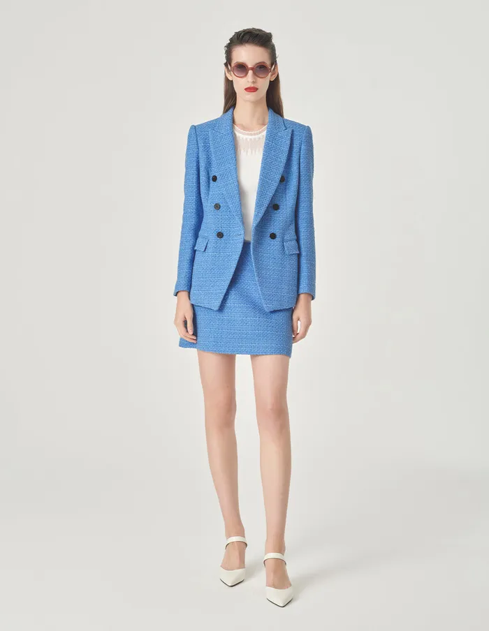 MARYLING Skirts Ice Blue Tweed Mini Skirt Blue 8211 Women