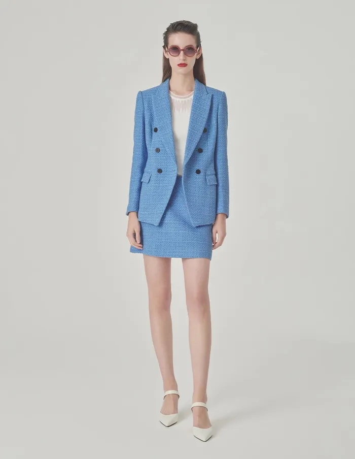 MARYLING Skirts Ice Blue Tweed Mini Skirt Blue 8211 Women MARYLING Skirts Ice Blue Tweed Mini Skirt Blue 8211 Women