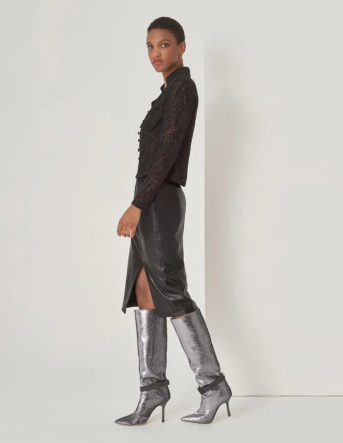 MARYLING Skirts Metal Zip Lambskin Skirt Black 8211 Women MARYLING Skirts Metal Zip Lambskin Skirt Black 8211 Women
