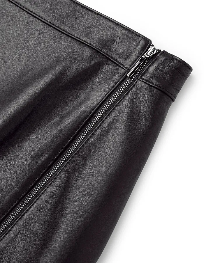 MARYLING Skirts Metal Zip Lambskin Skirt Black 8211 Women MARYLING Skirts Metal Zip Lambskin Skirt Black 8211 Women