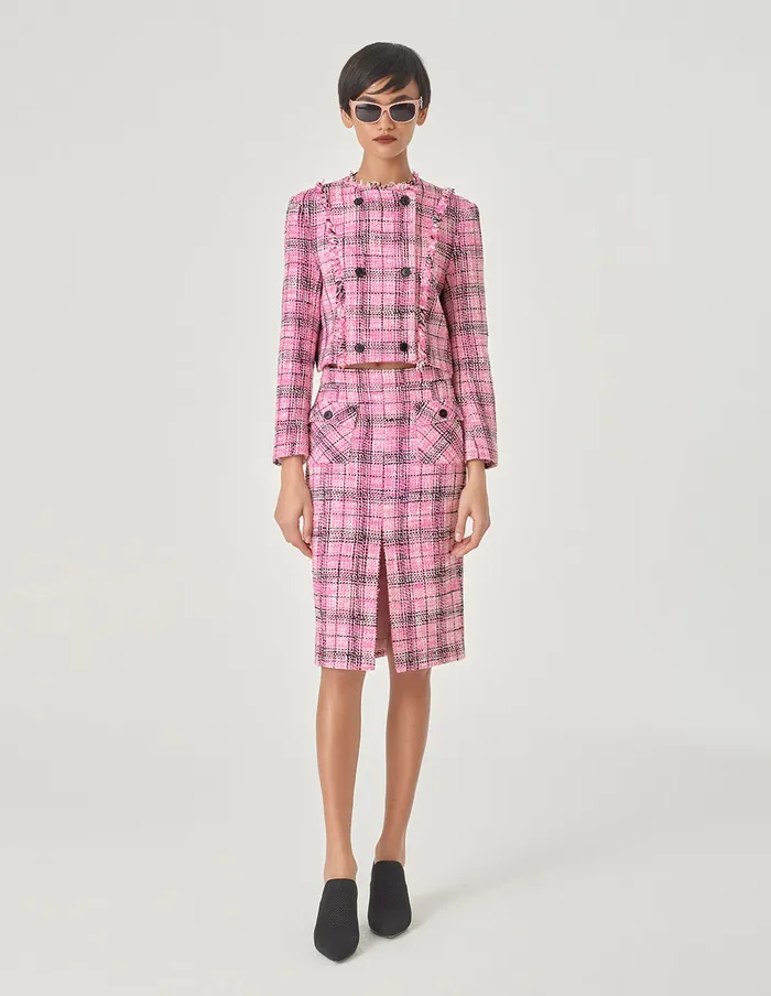 MARYLING Skirts Plaid Tweed StraightFit Hip Skirt Pink 8211 Women