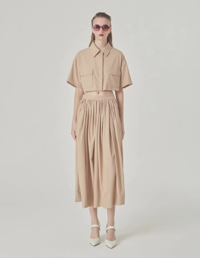 MARYLING Skirts Pleated Parapet Skirt Sandy 8211 Women MARYLING Skirts Pleated Parapet Skirt Sandy 8211 Women